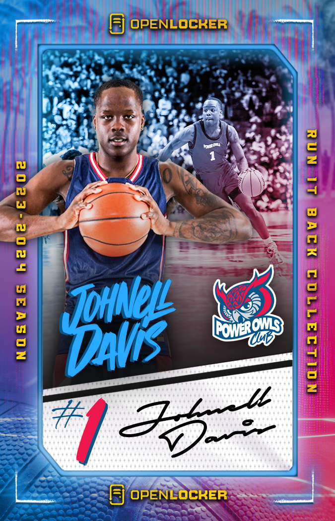 PowerOwls Club Run it Back Basketball Collection Autographed Card: Johnell Davis