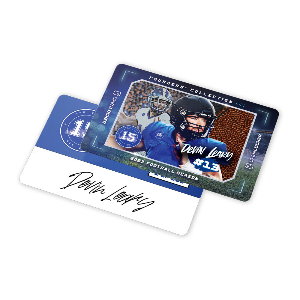 The 15 Blue Club Football Collection Autographed Platinum Card: Devin Leary