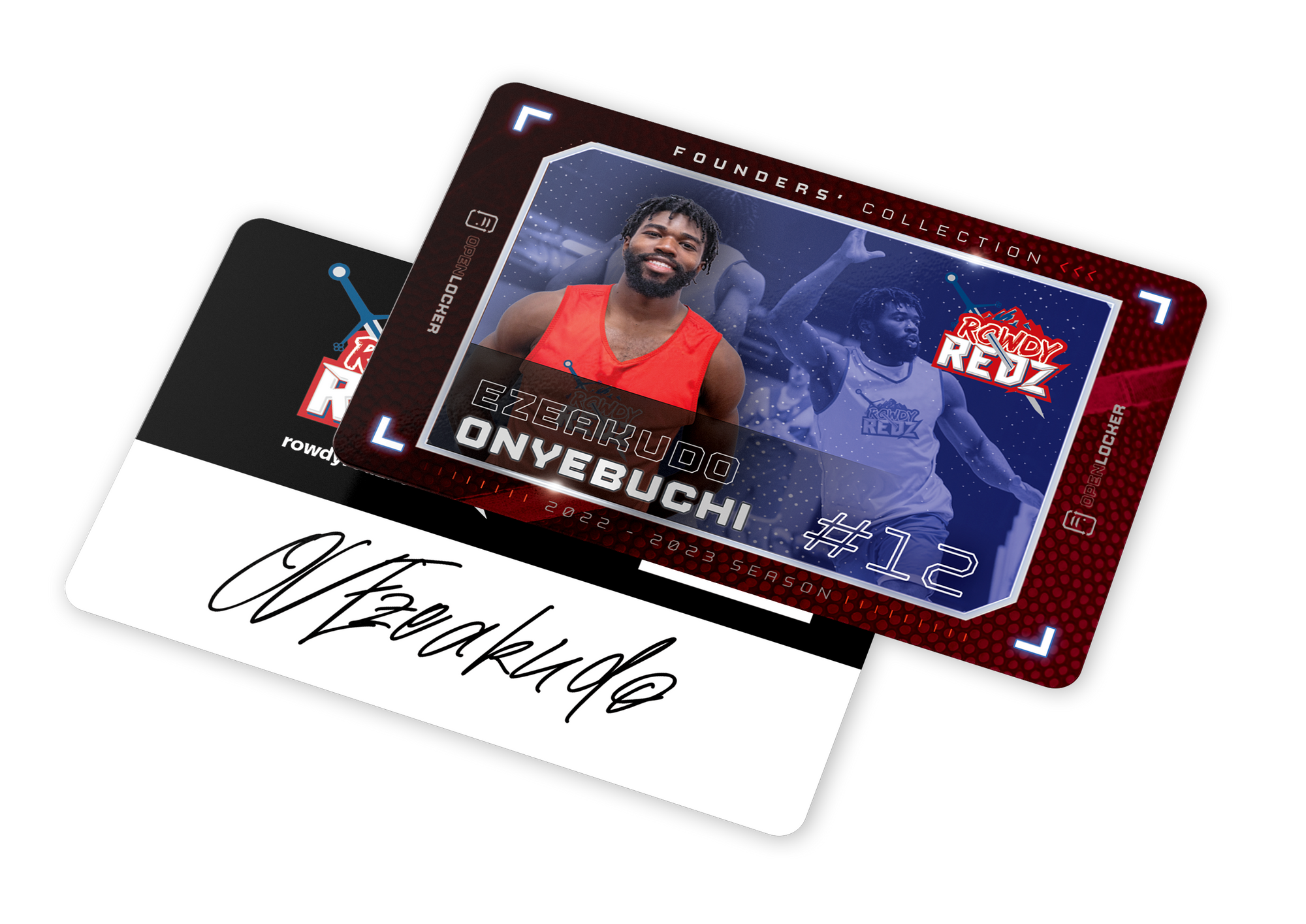 Rowdy Redz Basketball Collection Autographed Physical Card: Onyebuchi Ezeakudo