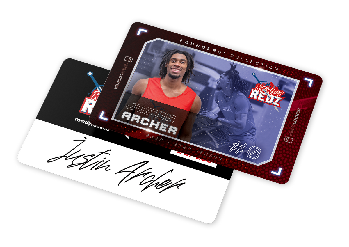 Rowdy Redz Basketball Collection Autographed Physical Card: Justin Archer