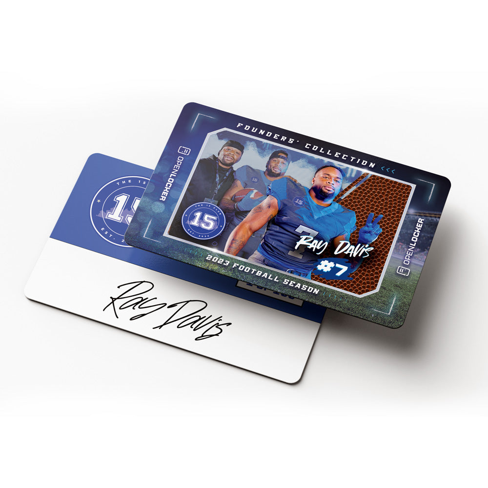 The 15 Blue Club Football Collection Autographed Platinum Card: Ray Davis