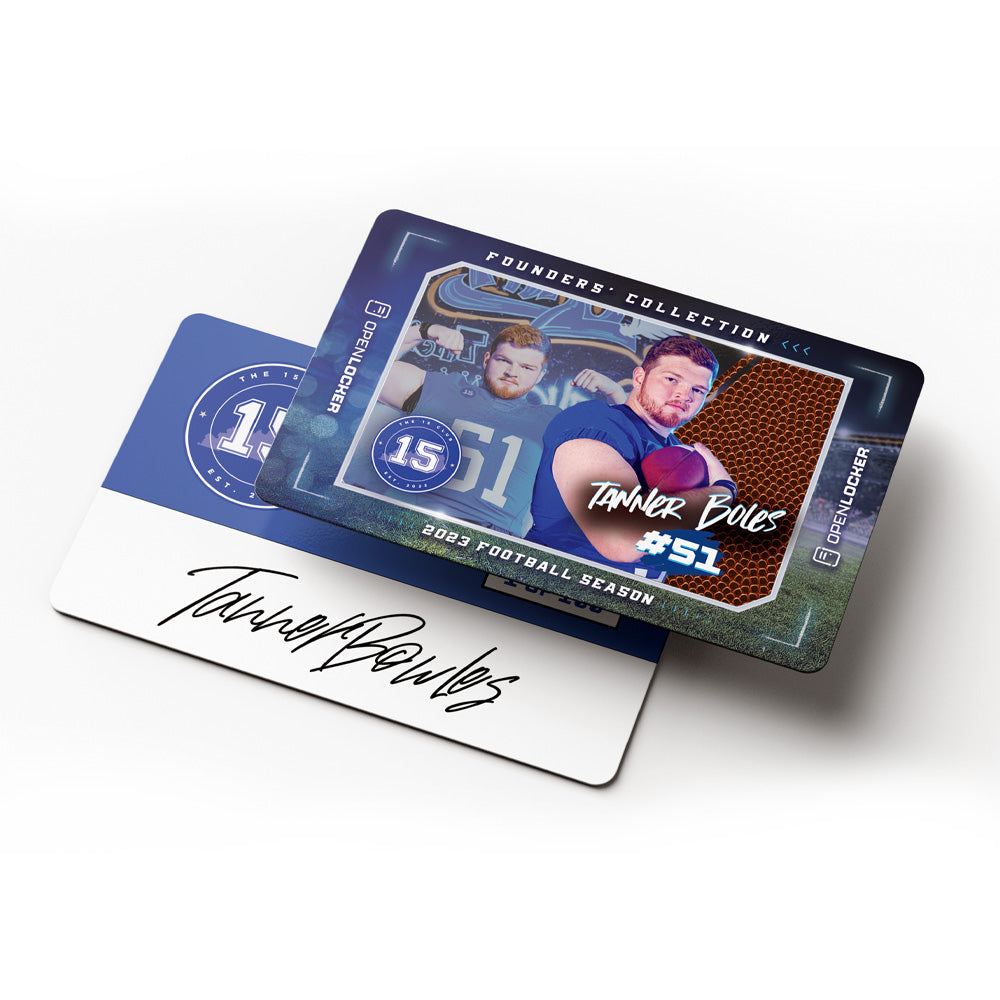 The 15 Blue Club Football Collection Autographed Platinum Card: Tanner Bowles